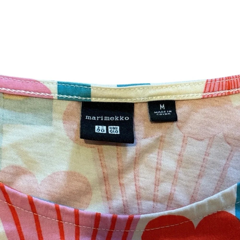 Marimekko Uniqlo Pompula Pattern A Line Midi Dress Short Sleeves Women’s Sz M - Picture 4 of 5